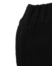 Dolce & Gabbana Dolce & Gabbana Black Cashmere Knitted Ribbed Cuff Beanie Men's Hat