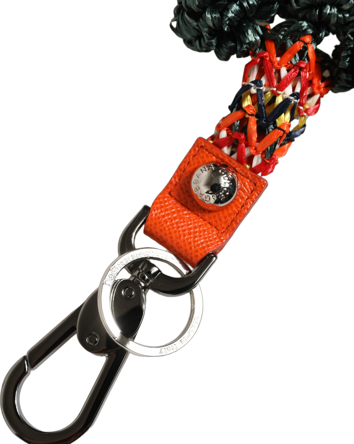 Dolce & Gabbana Dolce & Gabbana Multicolor Raffia Leather Clasp Finder Chain Women's Keyring