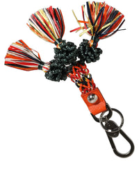 Dolce & Gabbana Dolce & Gabbana Multicolor Raffia Leather Clasp Finder Chain Women's Keyring