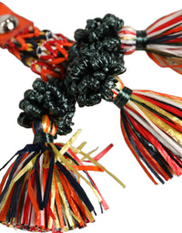 Dolce & Gabbana Dolce & Gabbana Multicolor Raffia Leather Clasp Finder Chain Women's Keyring