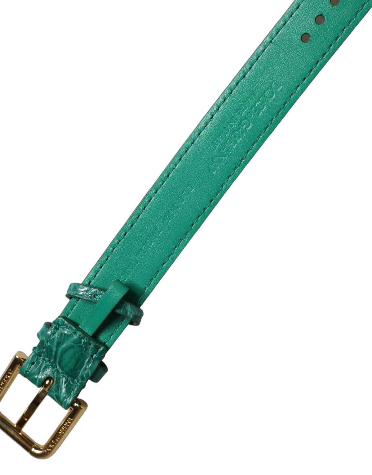 Dolce & Gabbana Dolce & Gabbana Green Embossed Leather Gold Buckle Belt Strap Women's Bracelet