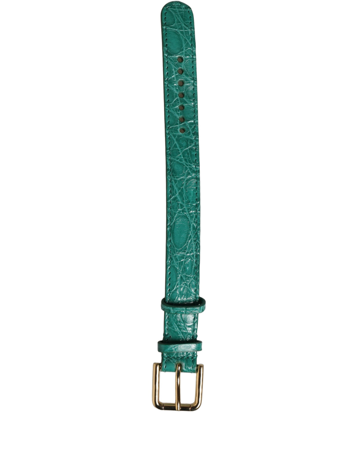 Dolce & Gabbana Dolce & Gabbana Green Embossed Leather Gold Buckle Belt Strap Women's Bracelet