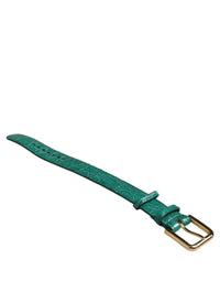 Dolce & Gabbana Dolce & Gabbana Green Embossed Leather Gold Buckle Belt Strap Women's Bracelet