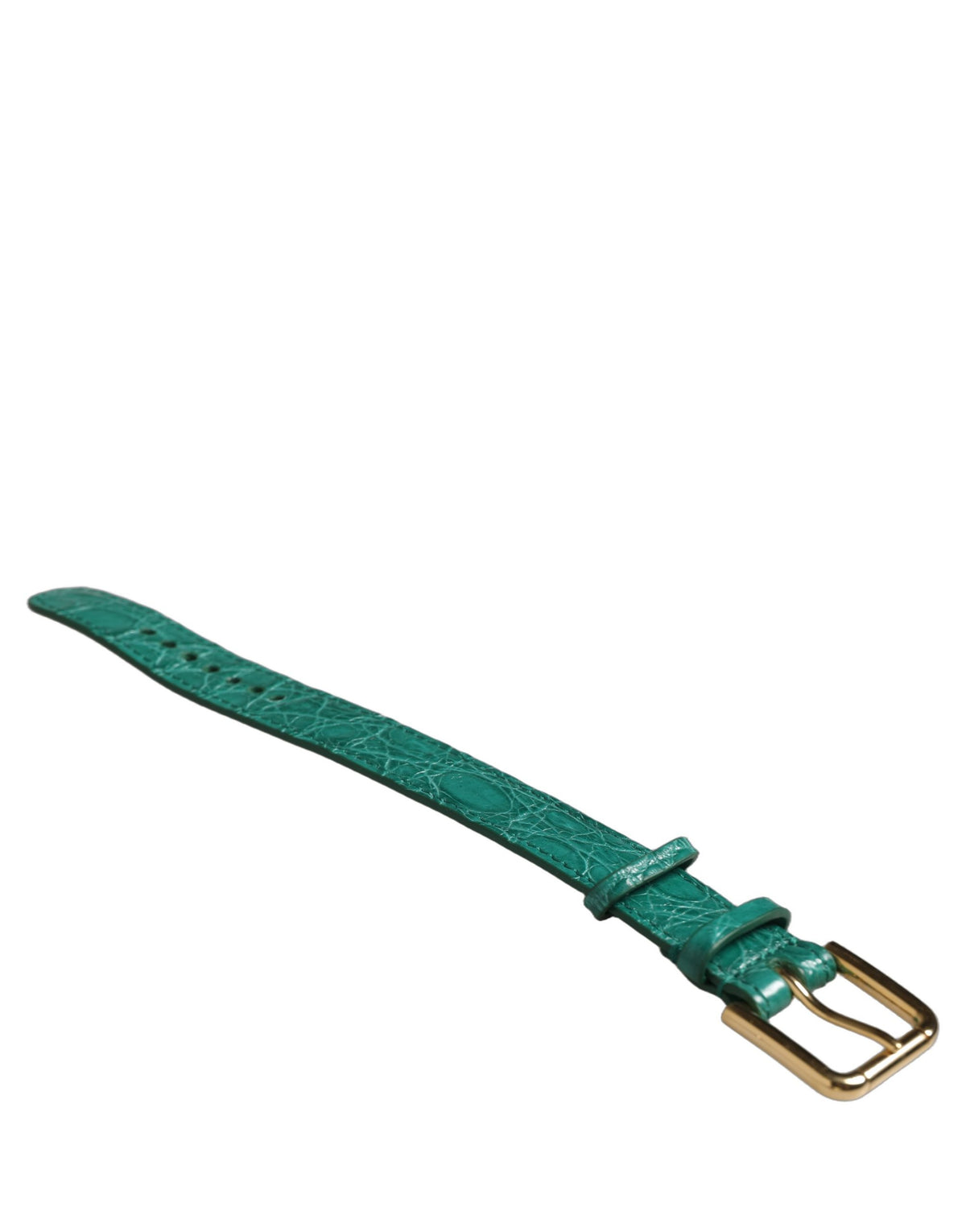 Dolce & Gabbana Dolce & Gabbana Green Embossed Leather Gold Buckle Belt Strap Women's Bracelet