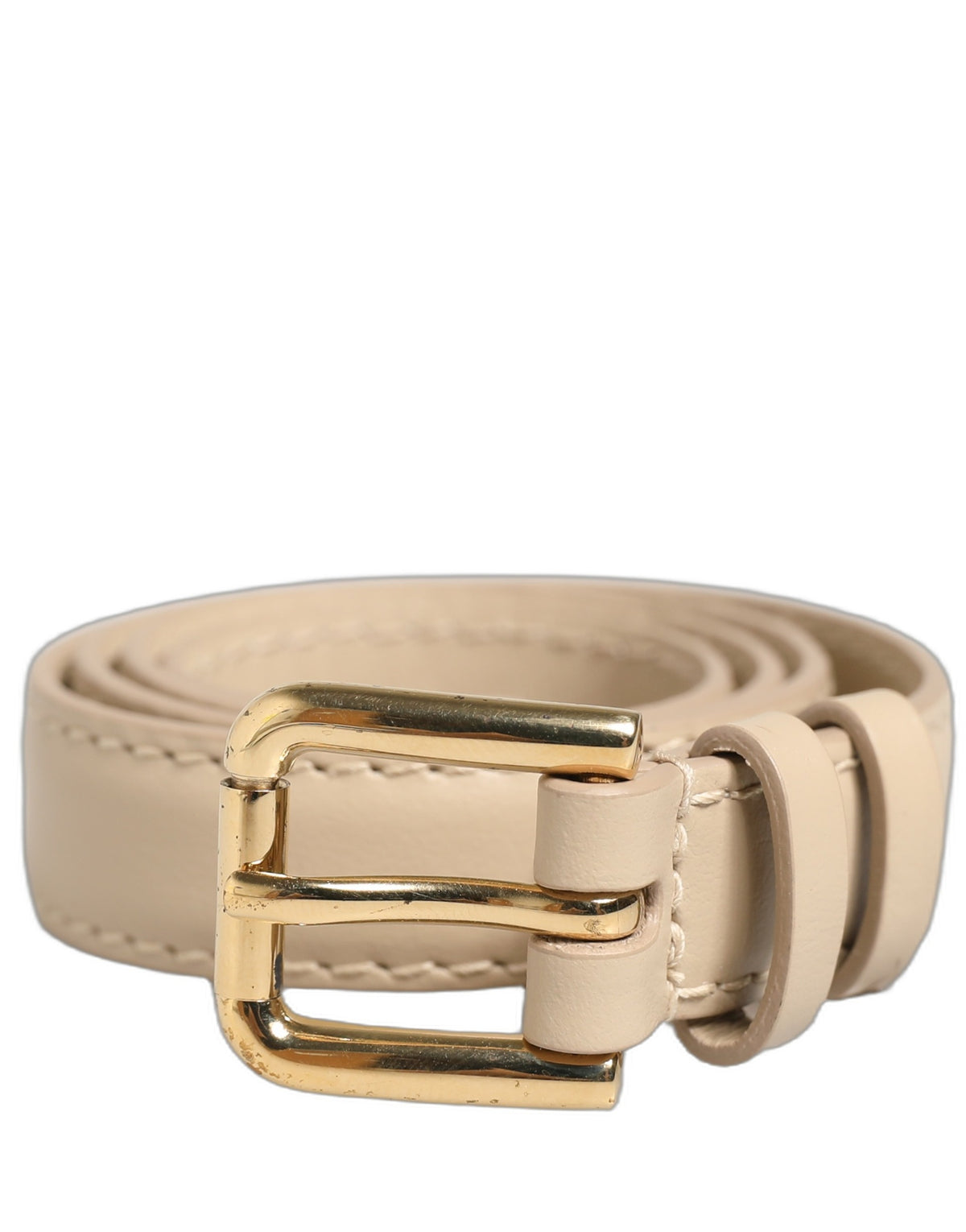 Dolce & Gabbana Dolce & Gabbana Beige Embossed Leather Gold Buckle Belt Strap Women's Bracelet