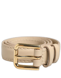 Dolce & Gabbana Dolce & Gabbana Beige Embossed Leather Gold Buckle Belt Strap Women's Bracelet