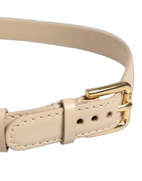 Dolce & Gabbana Dolce & Gabbana Beige Embossed Leather Gold Buckle Belt Strap Women's Bracelet