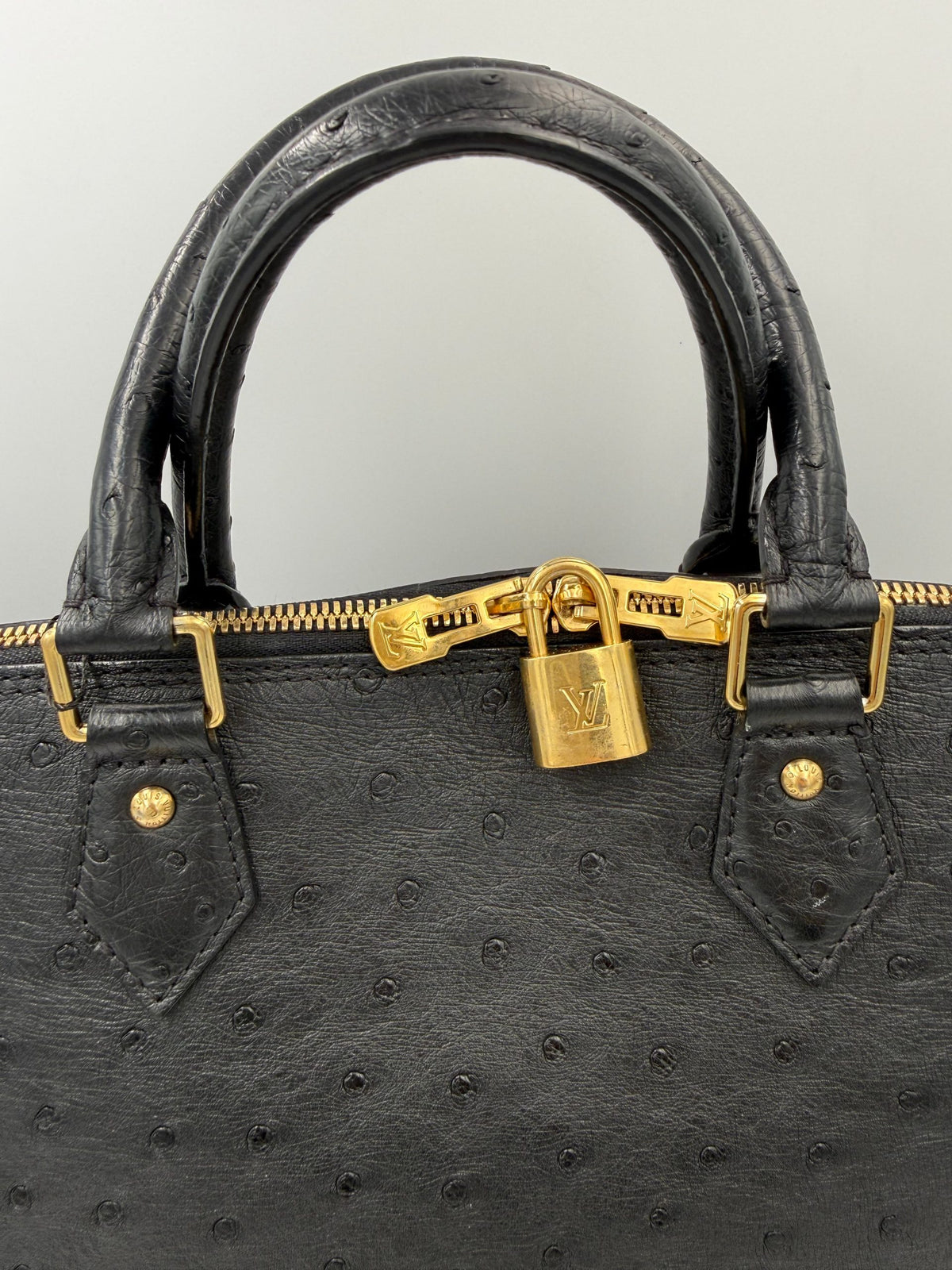 Louis Vuitton LOUIS VUITTON Alma GM in Ostrich Leather Women's Handbag (Authentic Pre-Loved)