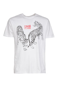 Cavalli Class Double Tiger Logo Motif Fashion T-Shirt-
