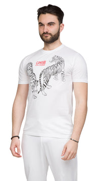 Cavalli Class Double Tiger Logo Motif Fashion T-Shirt-