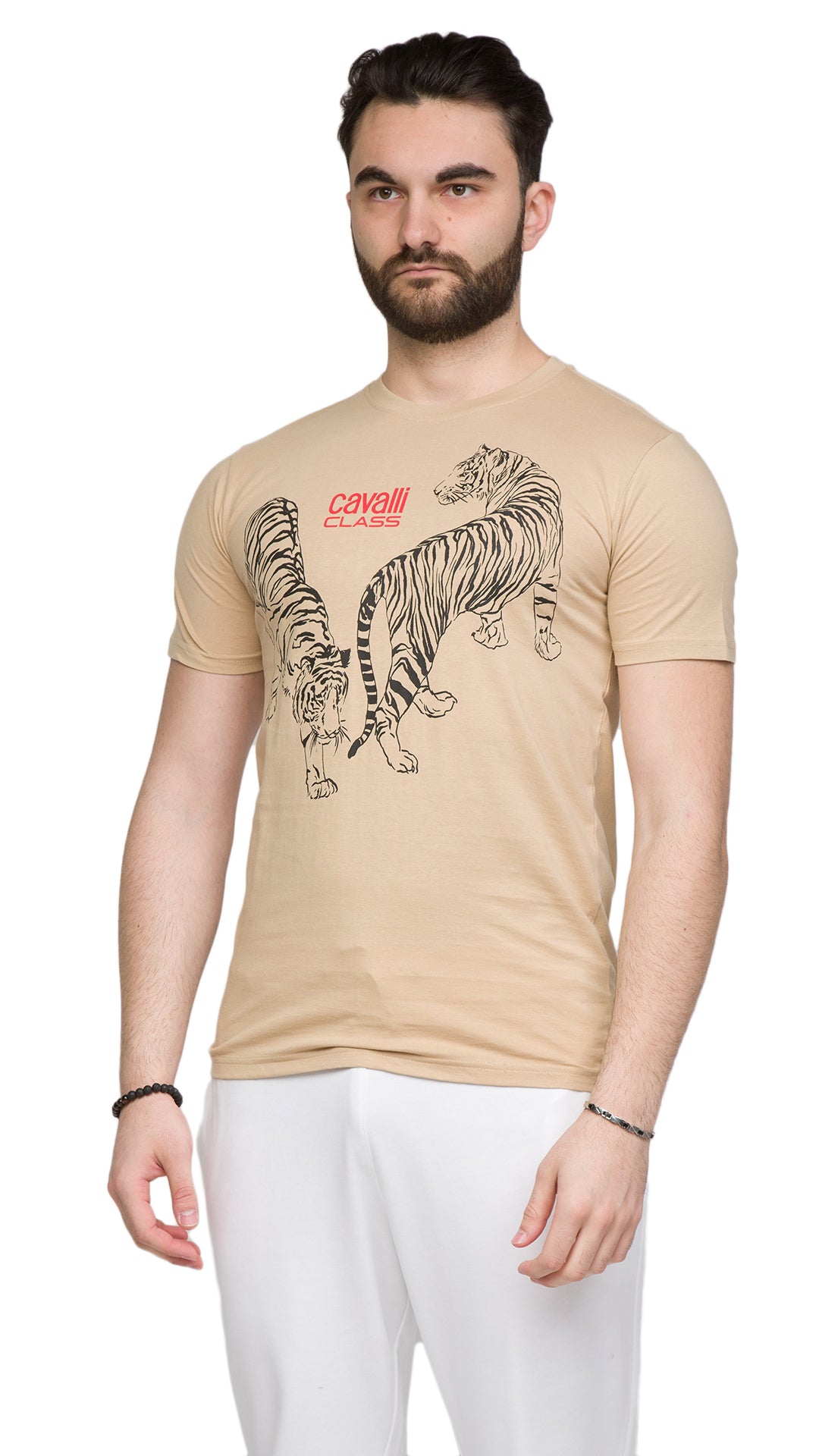 Cavalli Class Double Tiger Logo Motif Fashion T-Shirt-