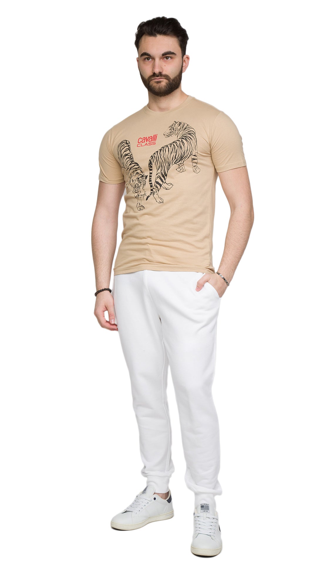 Cavalli Class Double Tiger Logo Motif Fashion T-Shirt-