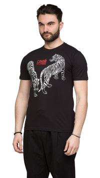 Cavalli Class Double Tiger Logo Motif Fashion T-Shirt-
