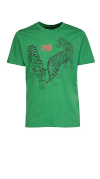 Cavalli Class Double Tiger Logo Motif Fashion T-Shirt-