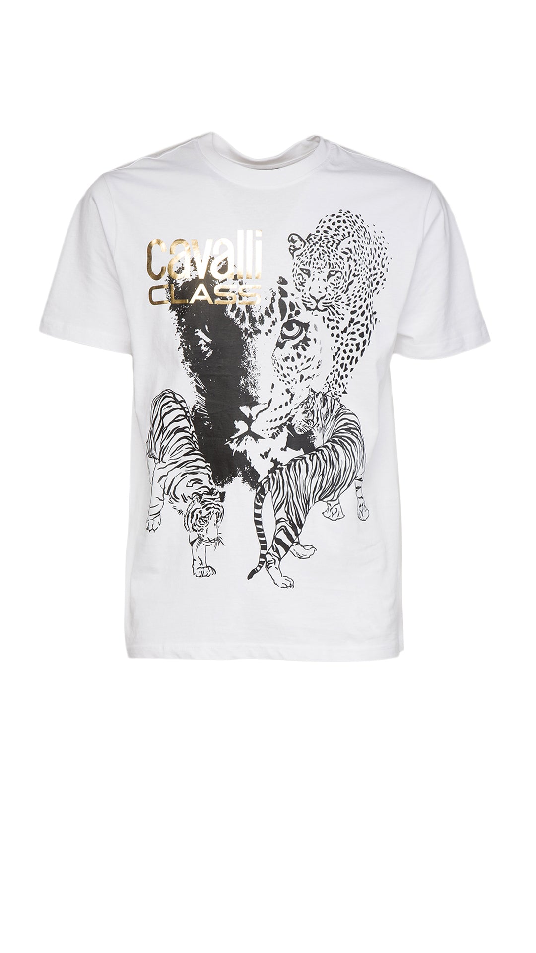 Cavalli Class Tiger Leopard Motif Fashion T-Shirt-