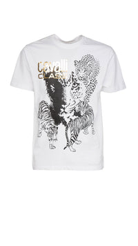 Cavalli Class Tiger Leopard Motif Fashion T-Shirt-