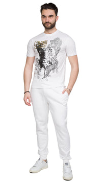 Cavalli Class Tiger Leopard Motif Fashion T-Shirt-