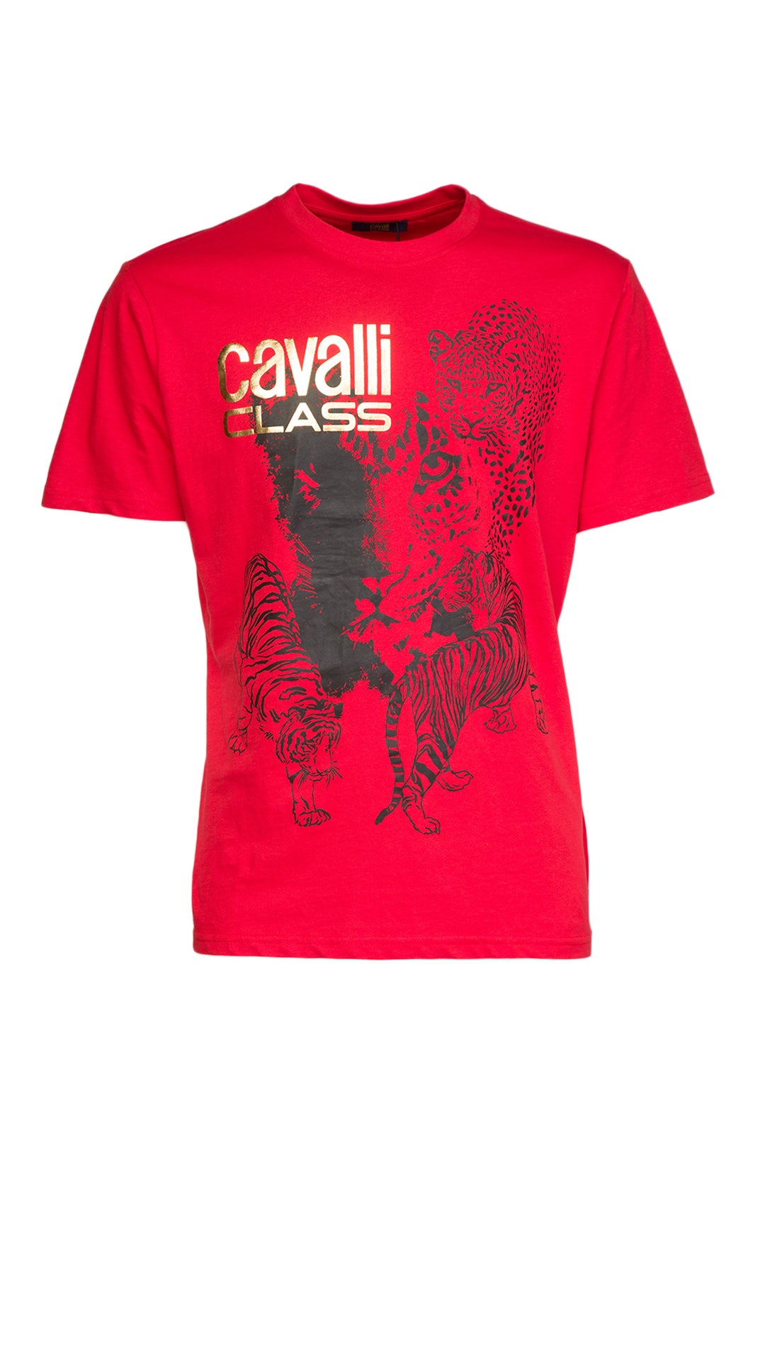 Cavalli Class Tiger Leopard Motif Fashion T-Shirt-
