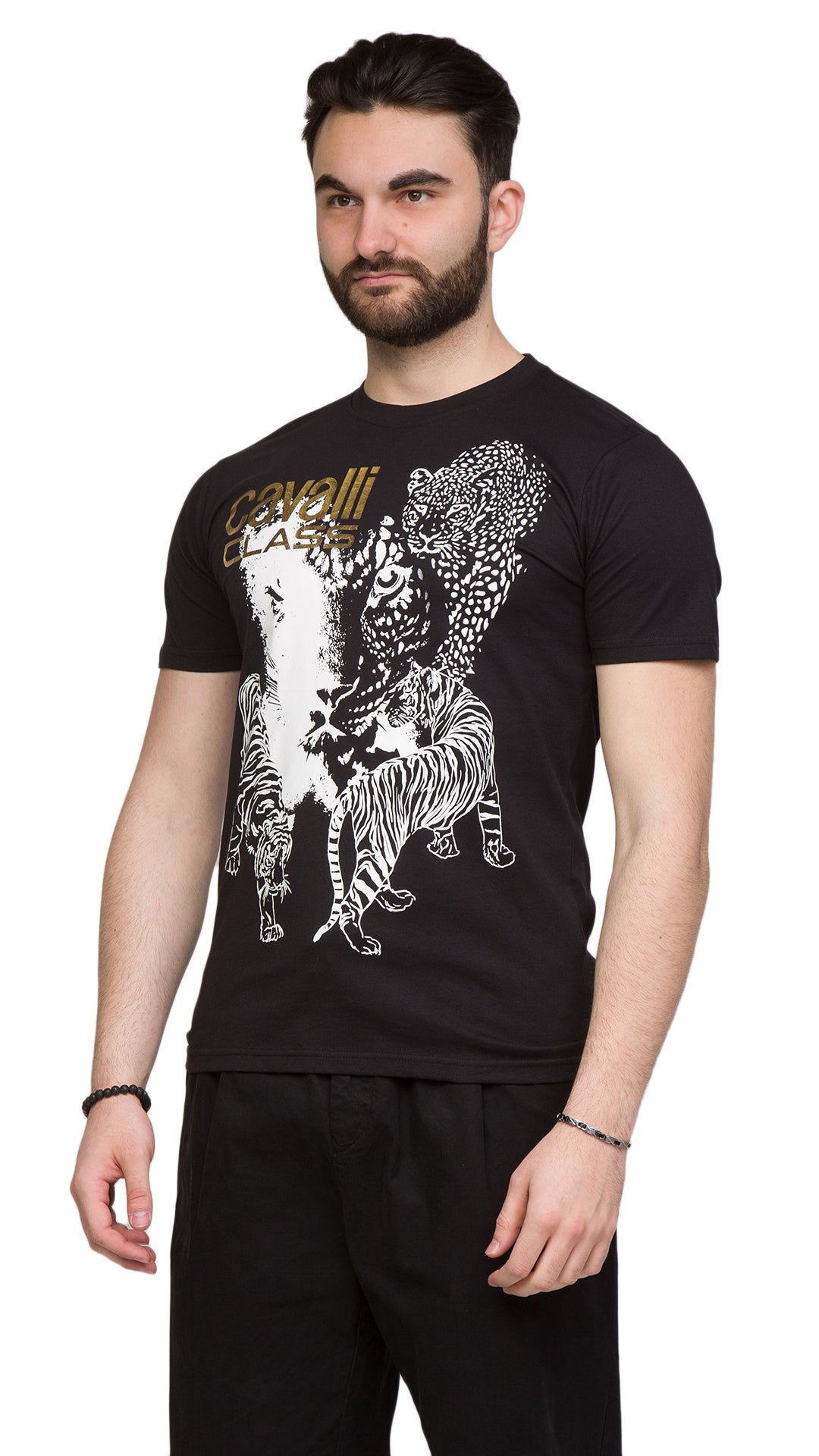 Cavalli Class Tiger Leopard Motif Fashion T-Shirt-