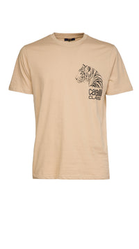 Cavalli Class Tiger Head Chest Motif Fashion T-Shirt-