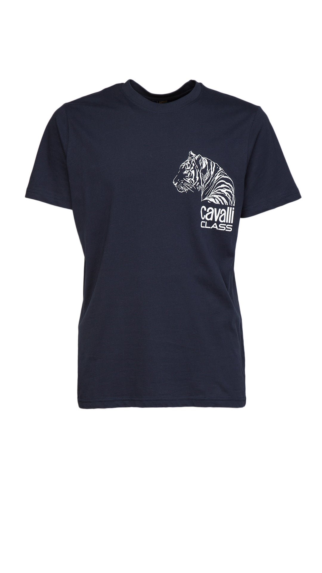 Cavalli Class Tiger Head Chest Motif Fashion T-Shirt-
