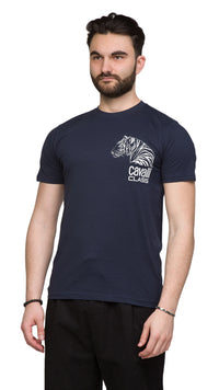 Cavalli Class Tiger Head Chest Motif Fashion T-Shirt-