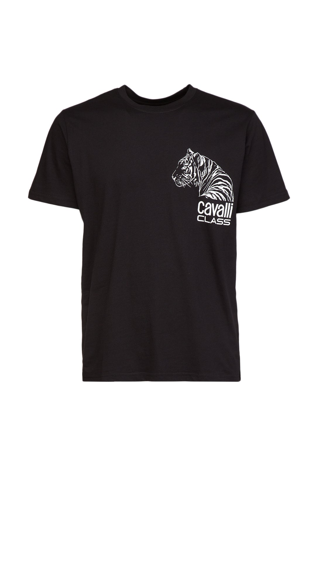 Cavalli Class Tiger Head Chest Motif Fashion T-Shirt-