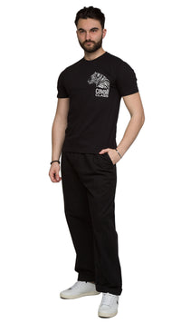Cavalli Class Tiger Head Chest Motif Fashion T-Shirt-