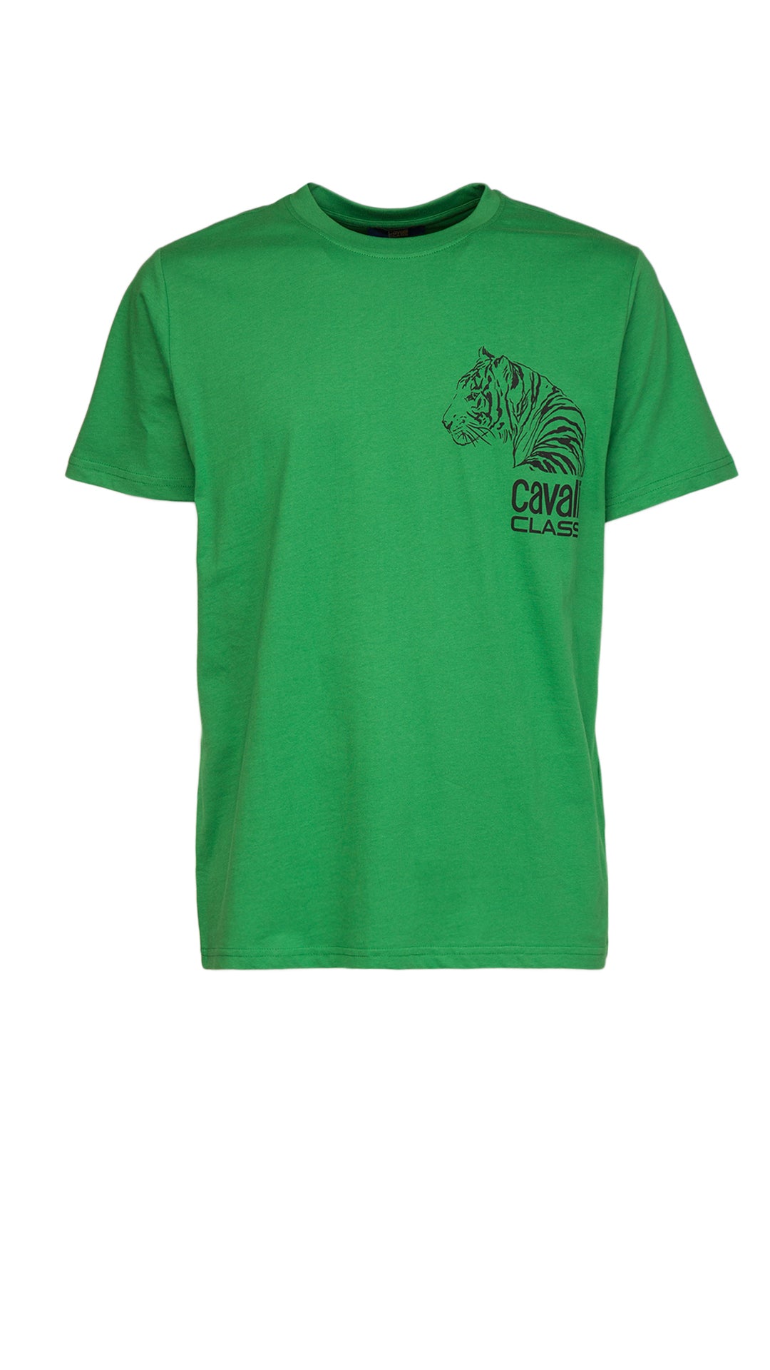 Cavalli Class Tiger Head Chest Motif Fashion T-Shirt-