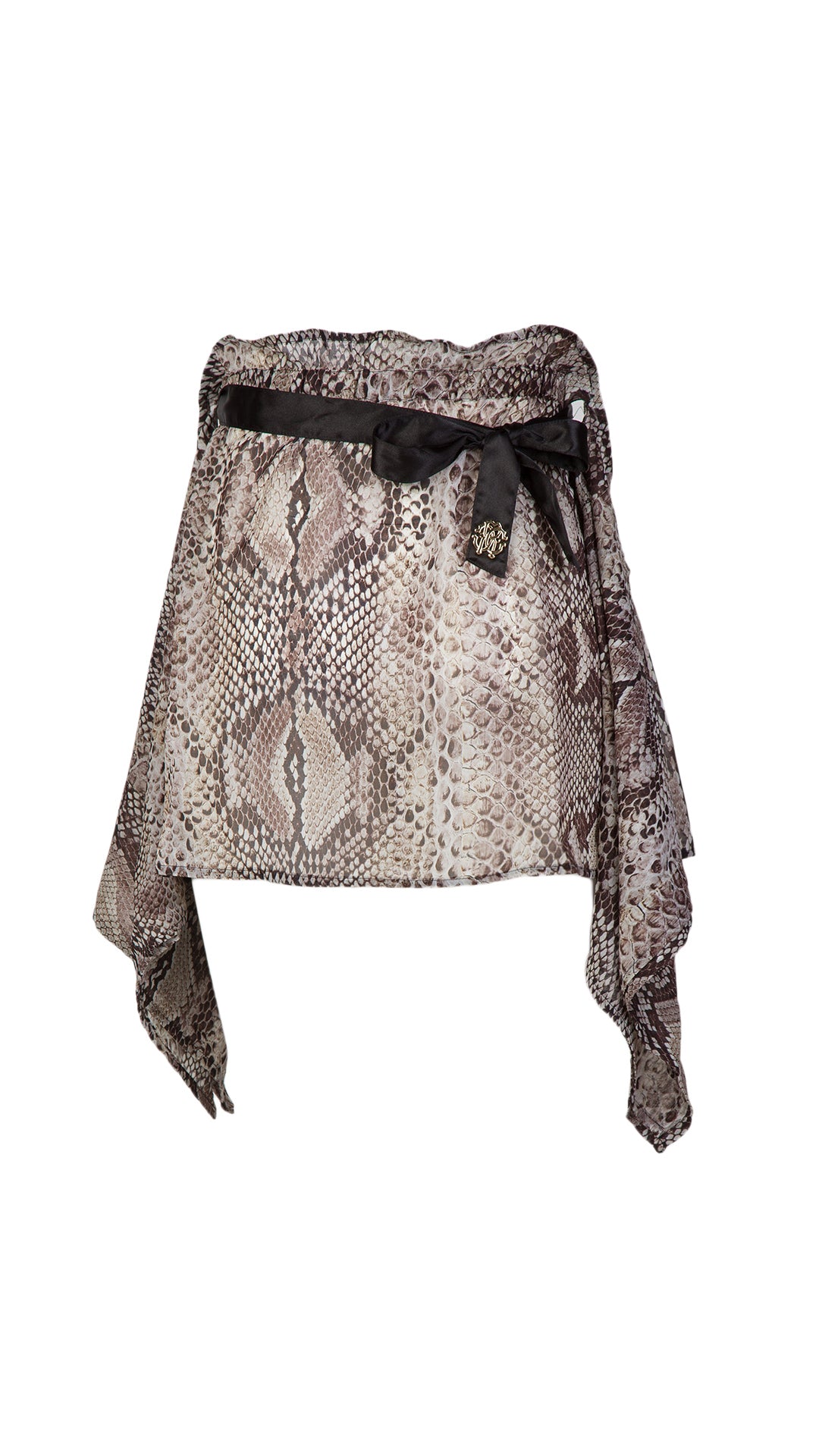 Roberto Cavalli Phyton Printed Chiffon Cover Up Skirt-