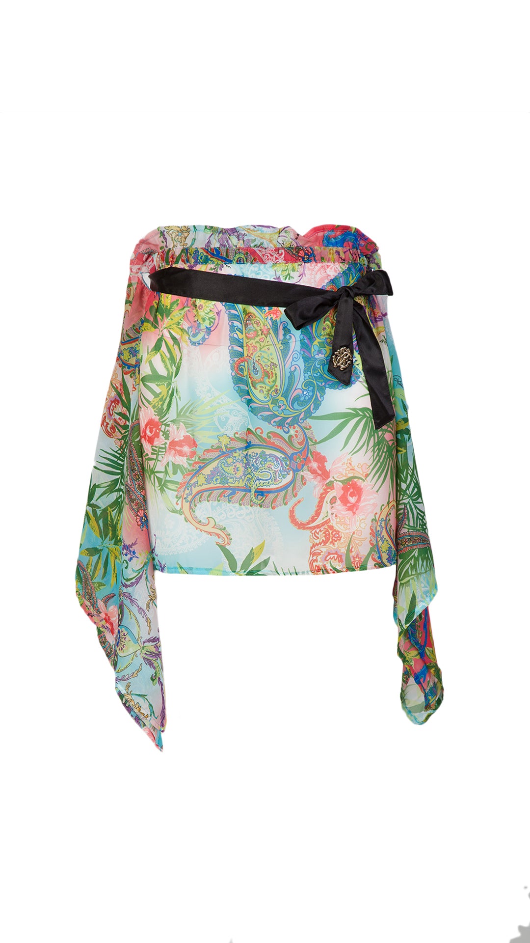 Roberto Cavalli Floral Printed Chiffon Cover Up Skirt-