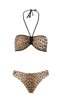 Roberto Cavalli Cheetah Printed Two Piece V-Neck Bikini Set-