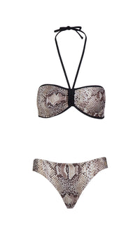 Roberto Cavalli Phyton Printed Two Piece V-Neck Bikini Set-