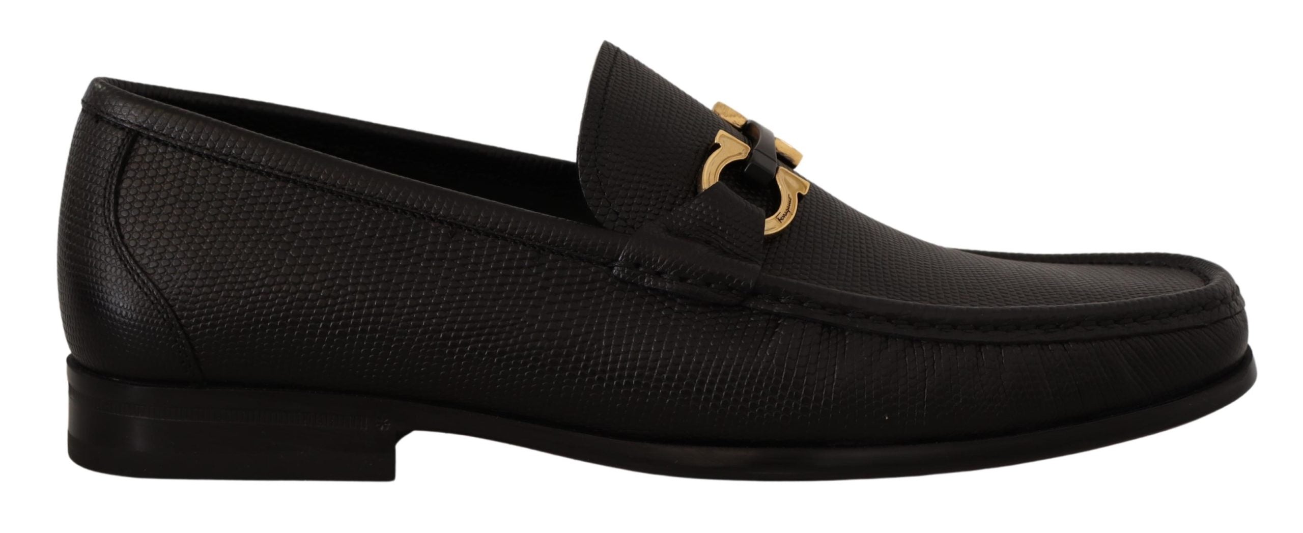 Salvatore Ferragamo  Men's Black Leather Gancini Loafers