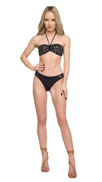 Roberto Cavalli Black Printed Two Piece Halter Neck Bikini Set-