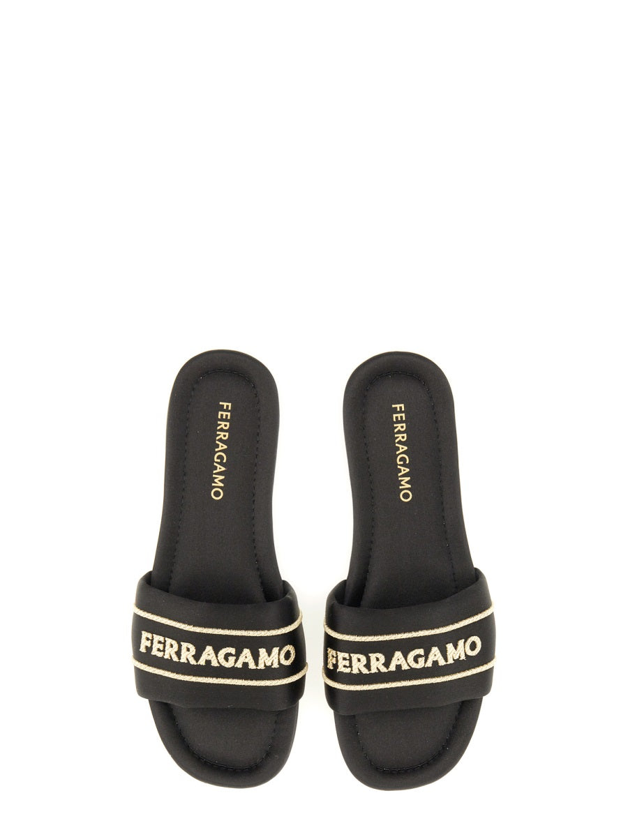 Ferragamo Women Slide Sandal With Logo