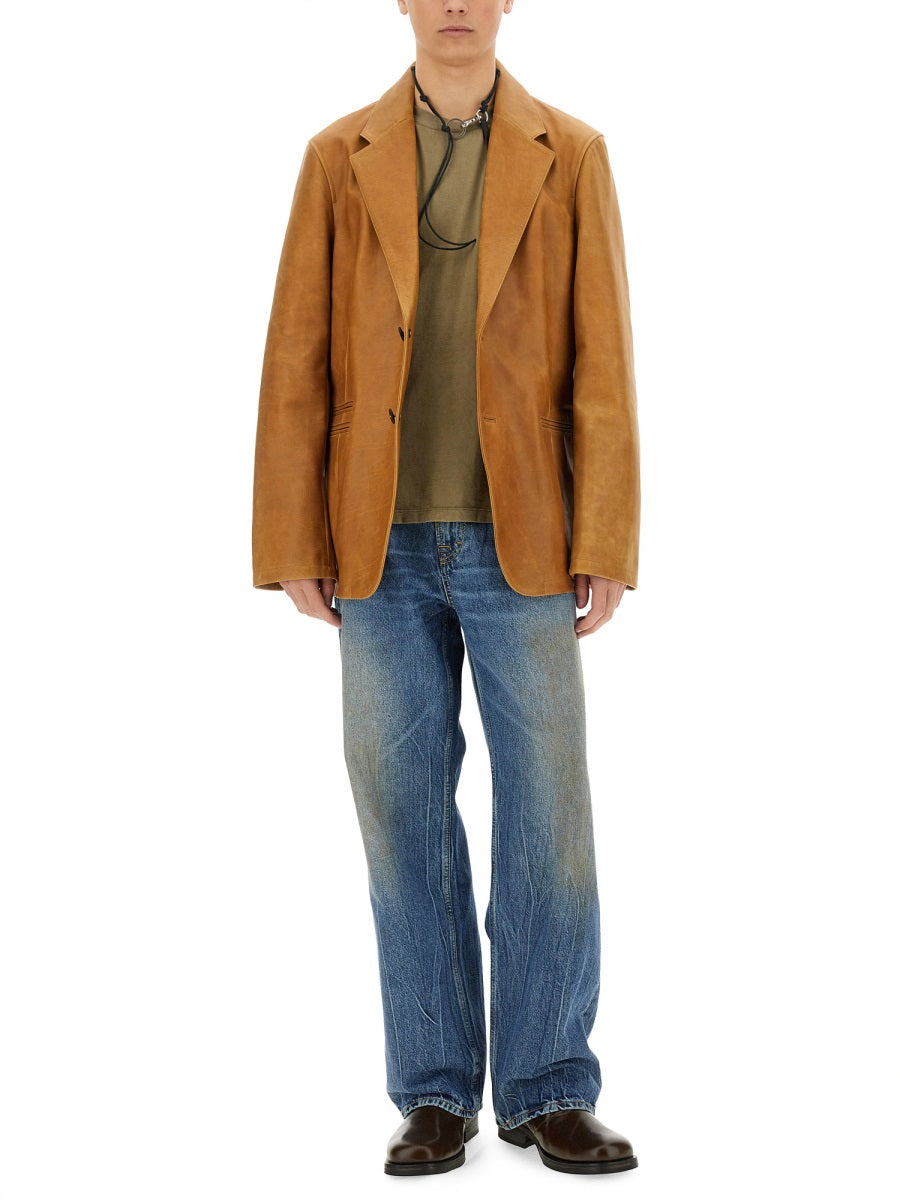Our Legacy Men Leather Opening Blazer