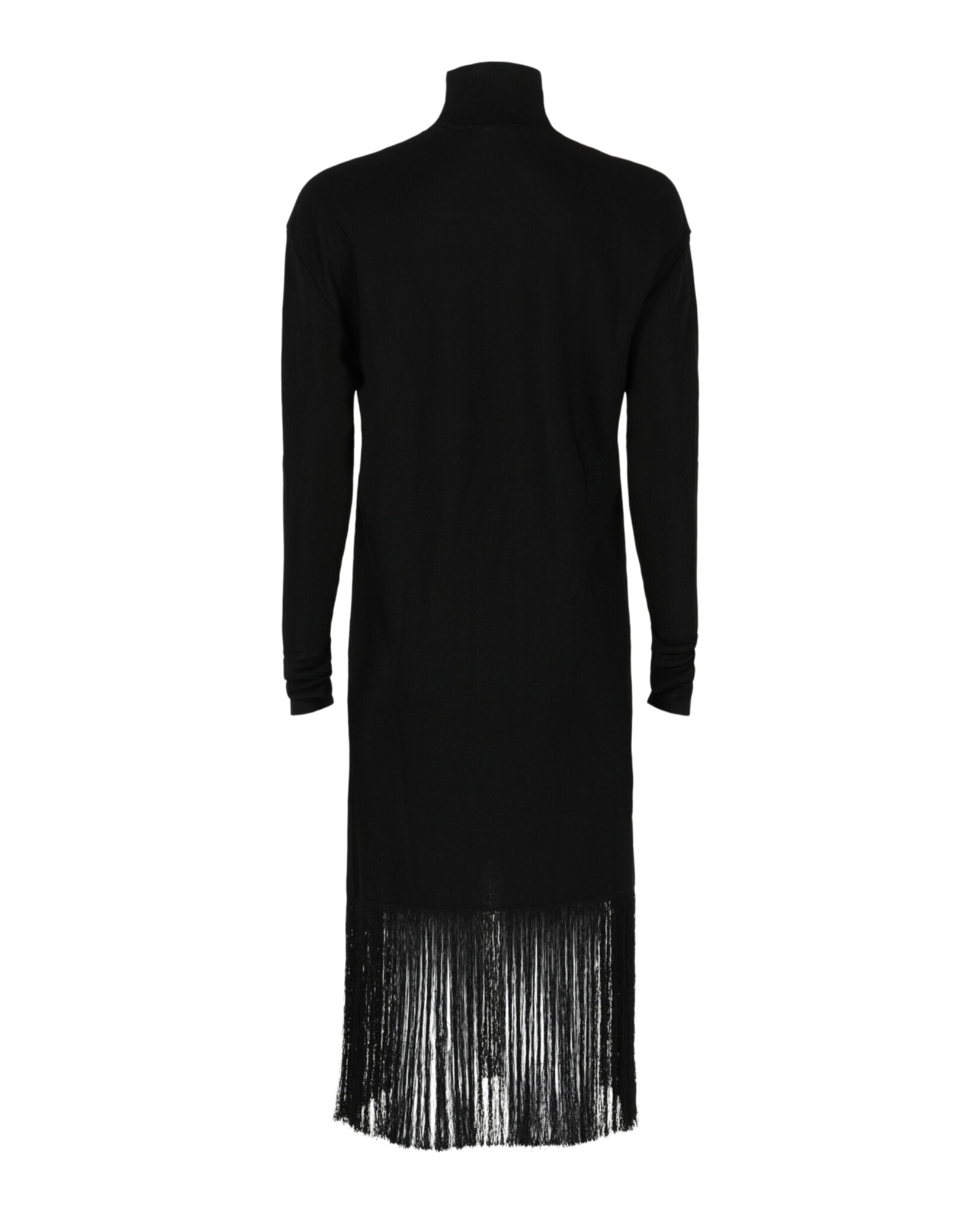 Ferragamo Cutout And Fringe Hem Dress XL / Black