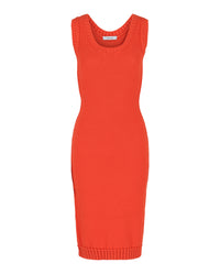 Ferragamo Womens Sleeveless Midi Ribbed Dress