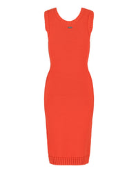 Ferragamo Womens Sleeveless Midi Ribbed Dress