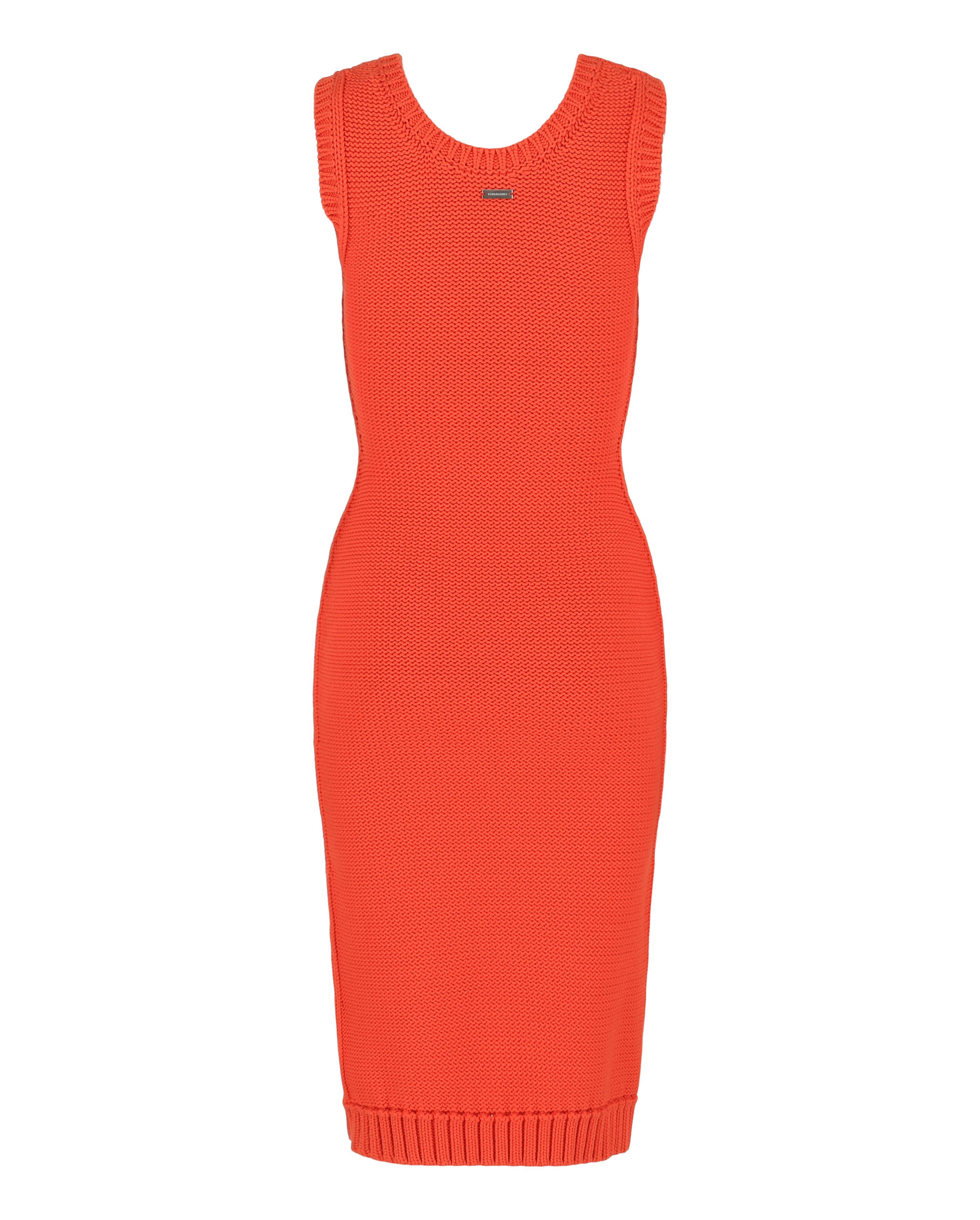 Ferragamo Womens Sleeveless Midi Ribbed Dress
