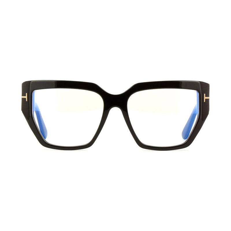 Tom Ford Eyeglasses Square Full Rim, Dark Havana Frame and Clear Blue Light Block Lenses Lens FT5951-B052