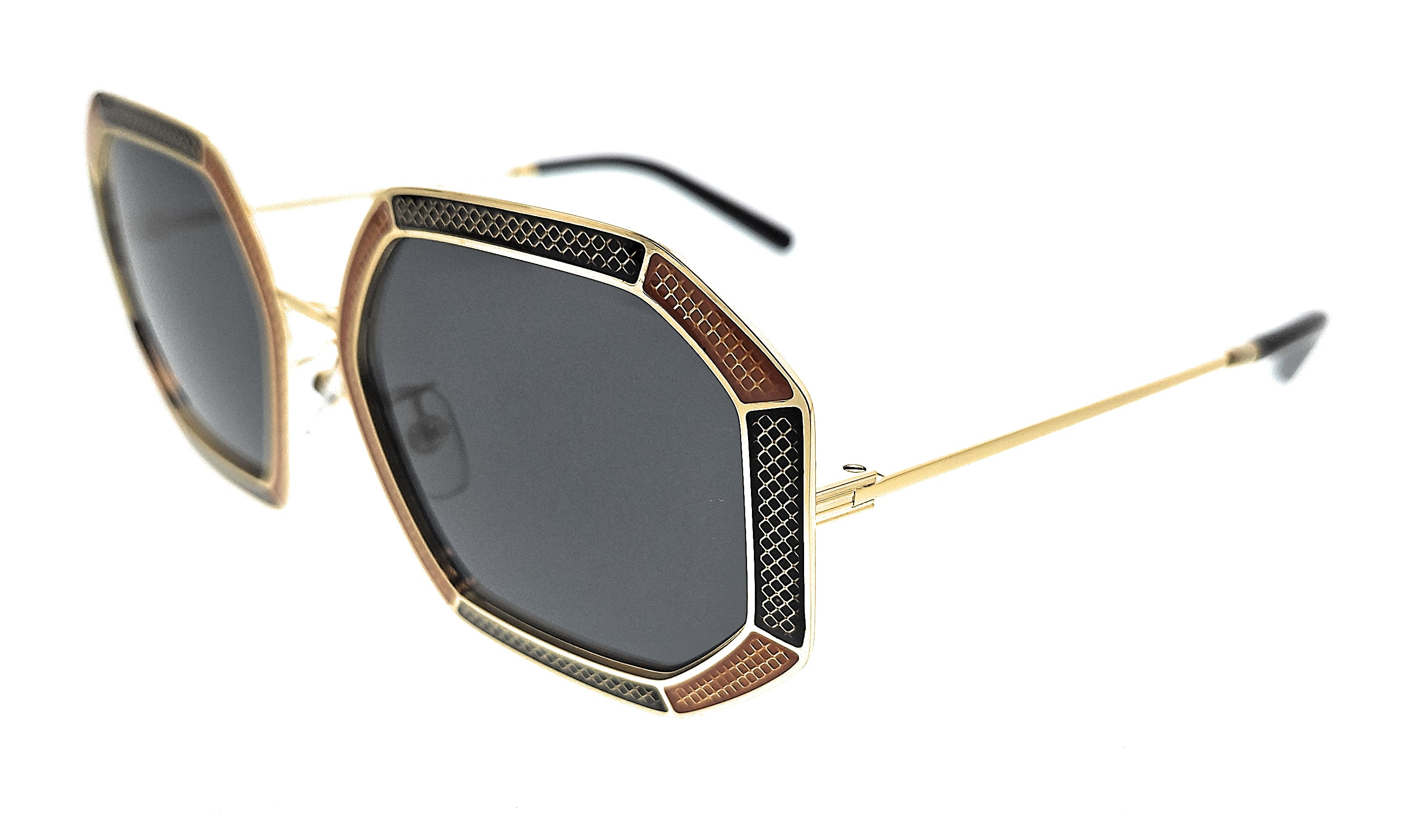 Tory Burch 0TY6102 335387 Full Rim Gold/Dark Grey Irregular Square Sunglasses