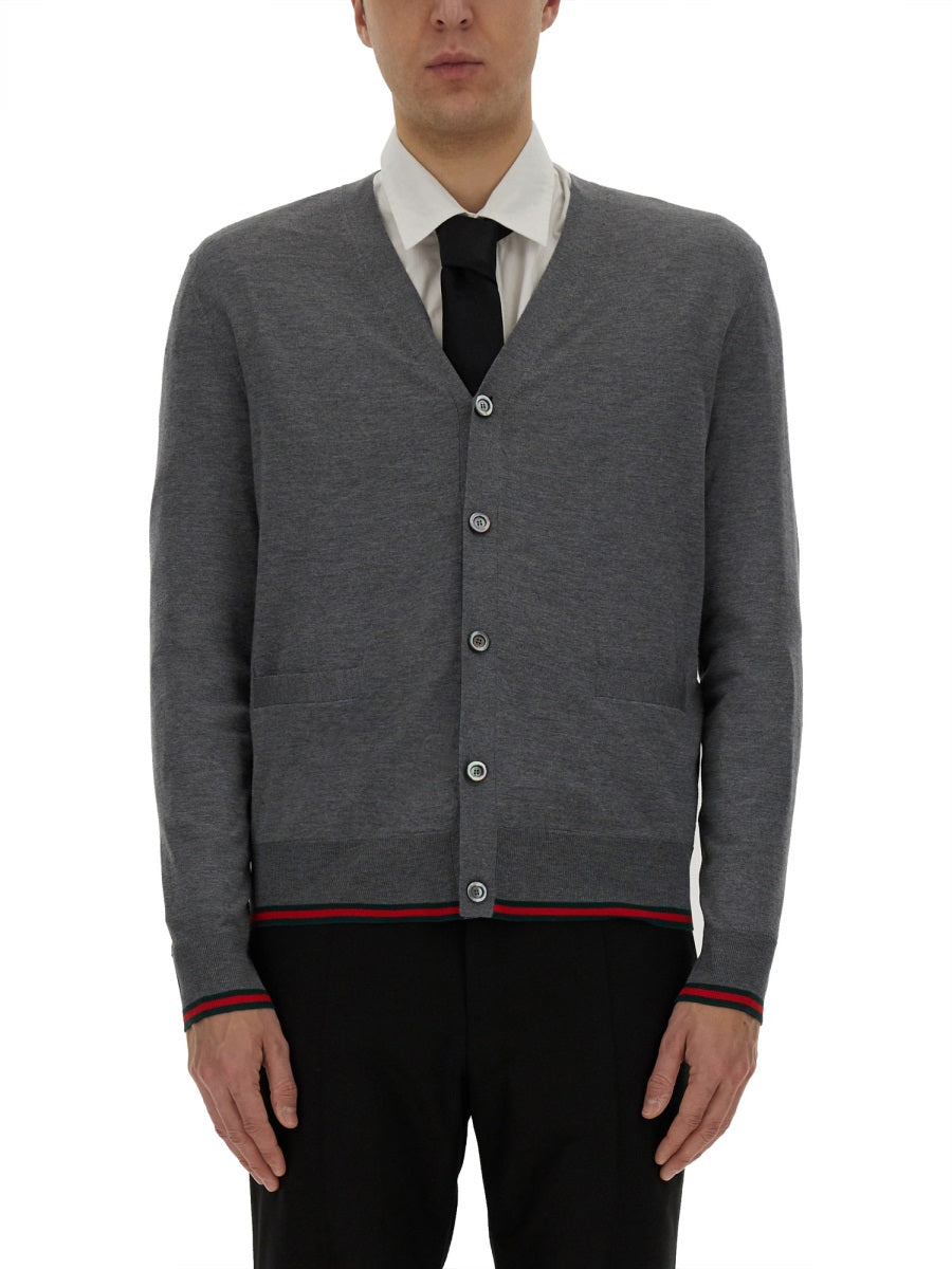 Gucci Men Web Pattern Cardigan