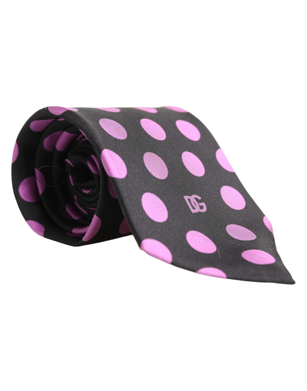 Dolce & Gabbana Men Dark Gray Polka Dot Silk Adjustable NeckMen's Men's Tie