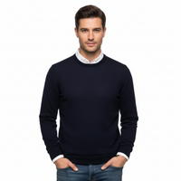 Williams Wilson Navy 100% Wool Suede Crewneck Sweater-