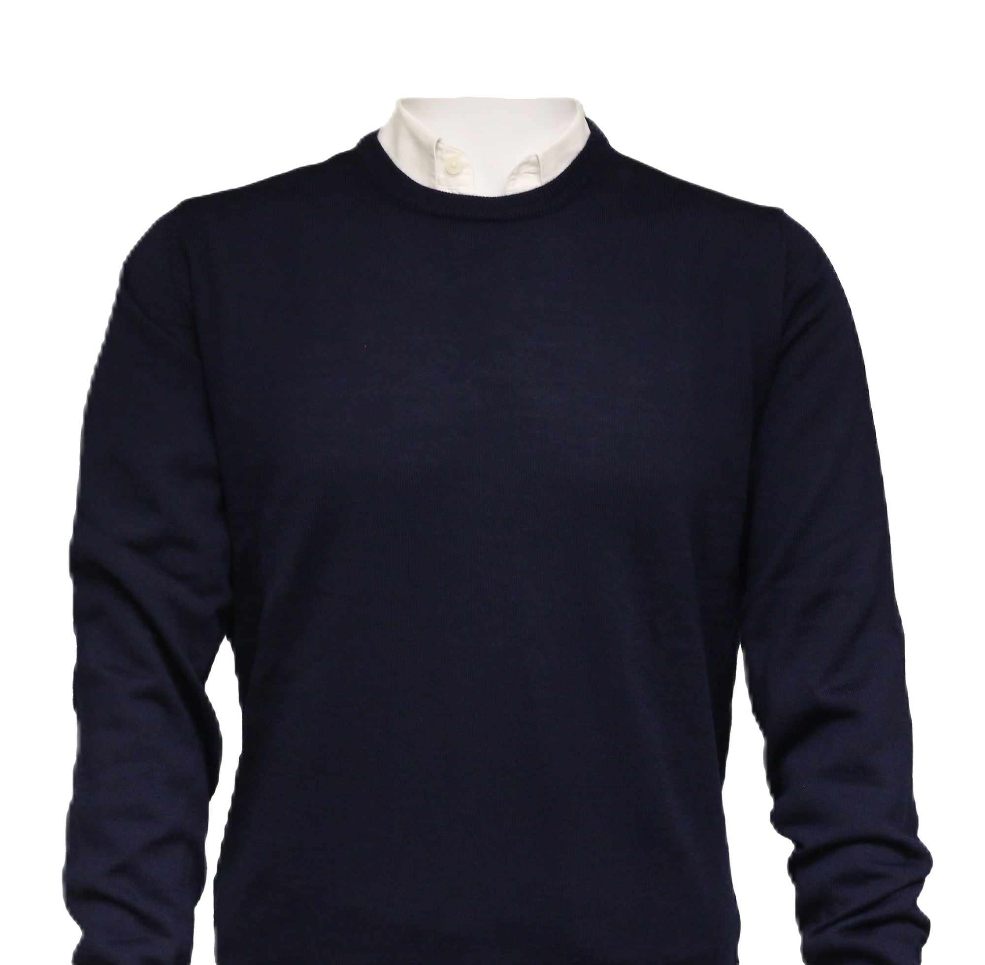 Williams Wilson Navy 100% Wool Suede Crewneck Sweater-