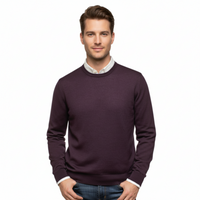 Williams Wilson Plum 100% Wool Suede Crewneck Sweater