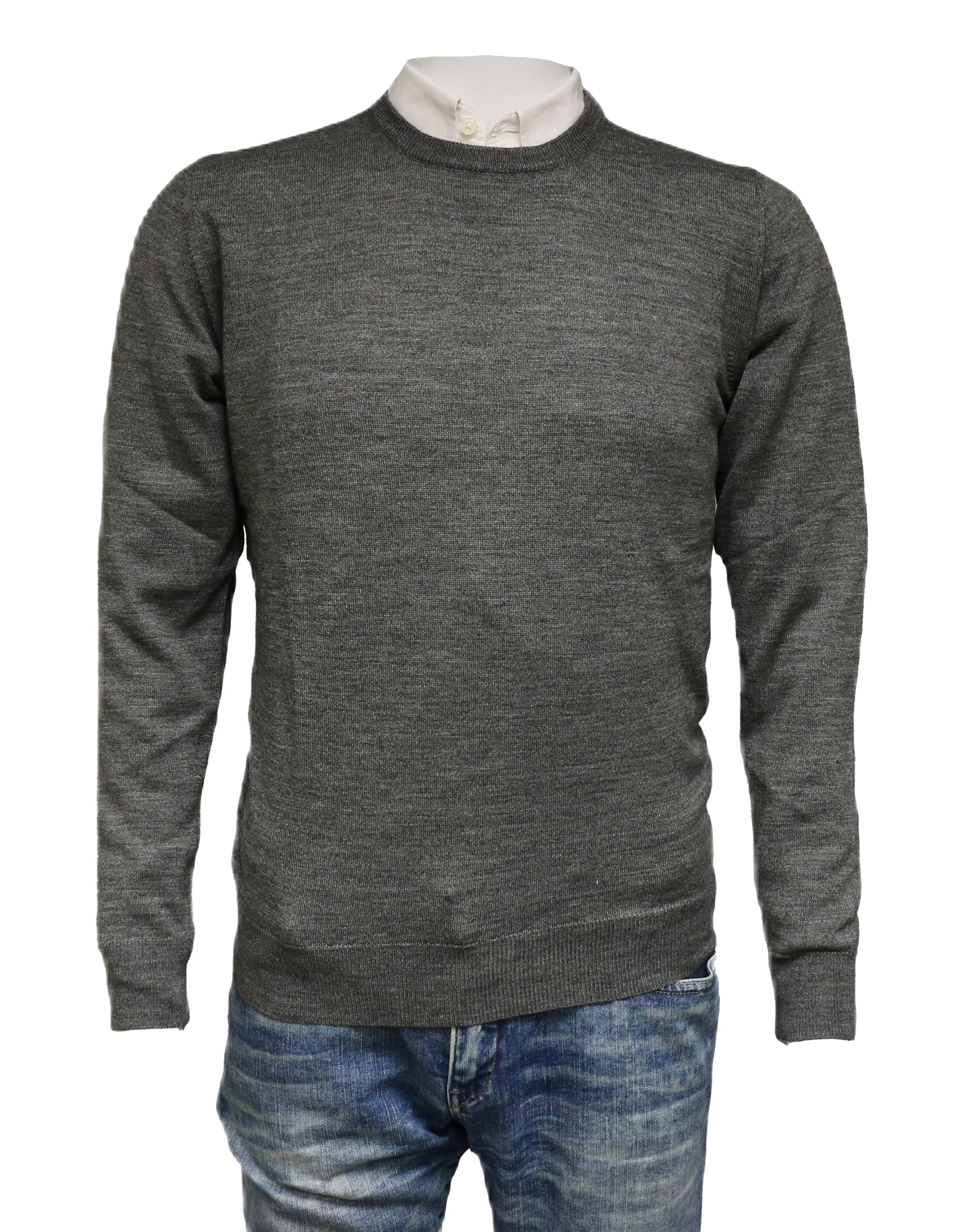 Williams Wilson Grey 100% Wool Suede Crewneck Sweater