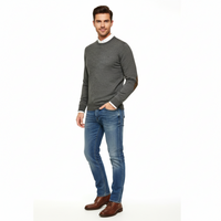 Williams Wilson Grey 100% Wool Suede Crewneck Sweater
